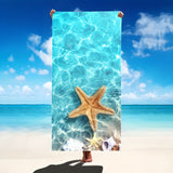 Ultra-Soft Quick-Dry Beach Towel with Starfish & Seahorse Design - Perfect for Swimming, Camping, Yoga & Travel - Absorbent & Lightweight - 59x29.5in or 70x31.4in