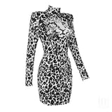 Zingj Women Dress Bodycon Elegant Party Evening Leopard 2021 New Arrival Summer Autumn Clothing