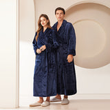 Ultra-Soft, Quick-Dry Flannel Bathrobe for Couples - Extra Long & Thick, Absorbent, Loose Fit with Pockets - Perfect for Home, Spa, and Hotel Use