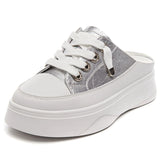kamames Summer Women Shoes flat sneakers women casual shoes low upper lace up platform woman white shoes
