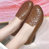 kamames kamames 2024 Spring And Autumn, The New Soft Leather Embroidered Retro Single Shoes, Women's Shallow Mouth Round Head, Low Heel And Thick Heel Temperament Mother Shoes