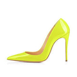 kamames Yellow dress pumps sexy pointed toe slip on 12cm thin high heel party nightclub energy 10cm 8cm lady shoes QP058 ROVICIYA