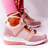 kamames Women's Shoes 2022 Summer Wedge Platform Casual Shoes Women Lace Up Sports Shoes Woman Plus Size Non Slip Breathable Sneaker