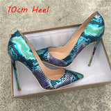 kamames ladies shallow 12cm high heels pumps serpentine color mixing dress women shoes QP050 ROVICIYA