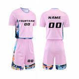 Short Sleeve Basketball Jersey Set Women Men Basketball Uniform Comic Print Basketball Shirt Pocket Shorts Training Shot Suit