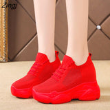 kamames Heels Platform Sneakers Women Breathable Air Mesh Wedge Sock Shoes Woman 2023 Spring Casual Shoes Zapatos De Mujer