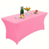 1pc, Tablecloth, Stretchable Polyester Table Cover, Washable And Wrinkle-Resistant Spandex Table Cover, Rectangular Fit For Parties, Banquets, Weddings, Cocktail Events