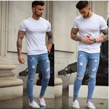 2025 wish Popular trade whitening and wearing small feet slim jeans wholesale 2025 men's tight denim 1018
