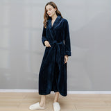 1pc Soft Coral Velvet Thickened Flannel Long Sleeve Bathrobe - Plush Long Robe for Home, Bathroom, Loungewear - Soft, Cozy, Warm, and Comfortable