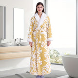 1pc Thickened Long Sleeve Bathrobe - Soft, Plush, and Cozy Unisex Loungewear for Him and Her - Perfect for Couples Relaxation Time with Delicate Flower Pattern, Ideal for Home Use, Essential Bathroom Supplies