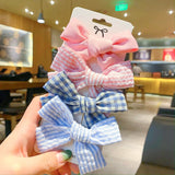 4 Pcs/set Cotton Dot Printed Hair Clips For Cute Girls Plaid Bowknots Boutique Barrettes Kids Hair Accessories Hairpins 2020 New