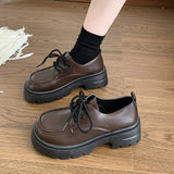 kamames kamames Head Small Leather Shoes Female College Wind Jk Uniform Shoes A Word Button Soft Sister Mary Jane Single Shoes Black Loafers