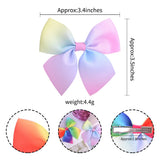 2 Pcs/lot Rainbow Grosgrain Ribbon Hair Bows With Clips For Girls Boutique Hair Clips Hairpins Barrettes Kids Hair Accessories