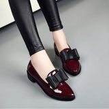 kamames kamames Leather Shoes Women In 2023 Autumn New Bow Korean Version Fashion Pointed Large Size Bright Leather Low Heel Flat Single Shoes Women