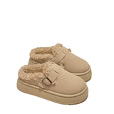 kamames Version Of Muffin Thick-Soled Woolen Shoes Women In 2024 Winter New Snow Boots Wearing Warm And Velveteen Semi-Slippers