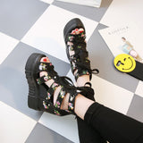 kamames New Summer Roman Sandals High-Heeled Cross-Strapped Women's Shoes 12Cm Heel Fishmouth Shoes