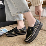 kamames Size Casual Shoes For Women In Spring 2023 New Love Shoes With Thick And Flat Rivets And Fashionable Women's Shoes