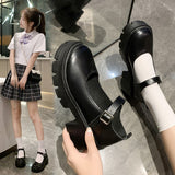 kamames Jane Female British Style Jk Shoes Retro Square Style Small Leather Shoes Women's Summer Thin Style With Skirt Shoes