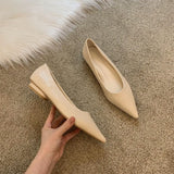 kamames Single Shoes Women's Autumn Princess Shoes Tip Shallow Mouth Really Soft Leather Low Heel Grandma Shoes Professional Flat Soles Show Thin Ladle Shoes