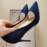 kamames toe 10cm 12cm stiletto heels dress pumps shallow slip-on Tibetan blue banquet work concise women shoes RM002 ROVICIYA