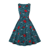 kamames Summer Pin Up Print Casual Party Dress 2022 Women Sleeveless Retro Robe 60s 50s Vintage Rockabilly Swing Dress Vestidos
