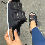 kamames Shoes Women Comfortable Sandals Ladies Slip-on Wedge Sandals Sports Beach Walk Shoes Summer Fashion Denim Casual Sandalias