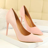 2025 9511-1  style fashionable simple thin heel super high heel shallow mouth pointed suede thin sexy nightclub women's single shoes