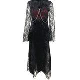 kamames Lace Spliced Cross Dress, Dark Style, Sexy Slimming, Hip Split Dress