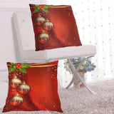 2pcs Contemporary Style Christmas Throw Pillowcases, 16x16/18x18/20x20 Inches, Red with Shiny Golden Balls, Zippered Cushion Covers for Sofa, Bed, Home & Kitchen Decor, Polyester, Machine Washable