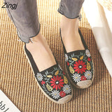 kamames 2023Women's Flats Fisherman Shoe 2023 Spring Hemp Fashion Embroidery Ladies Shoes Casual Shoes Women Breathable Canvas Shoe
