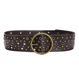 kamames Girls Fashionable Retro Rivet Ring PU Leather Belt 2024 Sexy Waist Elastic Waist Seal Accessories Belt