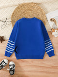 Boys Stylish Shark Pattern Sweater Round Neck Long Sleeve Stretch Warm Knit Pullover Top Kids Clothes Outdoor