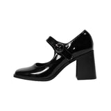 kamames Jane Shoes Woman Retro English Style Hepburn Black High Heel Buckle Thick Heel Square Head Single Shoe Woman