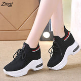 kamames Womens Sneakers Women's Designer Shoes Tennis Female Woman Fashion Trainers Heels Summer Autumn PU Fabric Retro Lace-Up