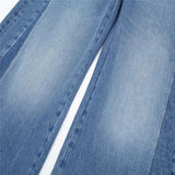 kamames Blue Wide leg Jeans For Women Patchwork Denim Pants Woman Fashion Streetwear Baggy Pants Woman Mid-Waist Woman Trousers