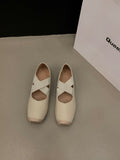 kamames Low-Heeled Square-Headed Ballet Shoes 2024 New Summer Vintage Mary Jane Spring And Autumn Flat Soles
