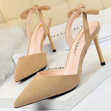 BIGTREE Shoes Bow-knot Women Sandals Suede Women Shoes Stiletto Heeled Sandals Summer High Heels Women Pumps Fashion Sandals