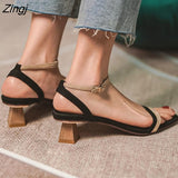 kamames New Fashion Women's Shoes Casual Buckle Strap Shoes Women's Sandals Thick Heel Ankle Strap Narrow Strap Summer Sandals