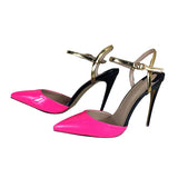kamames cm Slingbacks pointed toe women shoes summer shoes for women pumps high heels ankle strap LX005 ROVICIYA