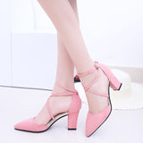 kamames Summer Square High Heels Flock Pointed Sandals Sexy Female Summer Sandalias Shoes Mujer Zapatos Mujer Pumps 2020 Femeninas