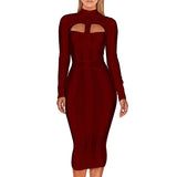 Zingj Sleeve Bandage Dress 2022 Women Red Bandage Dress Bodycon Elegant Sexy Cut Out Evening Party Dress Birthday Club Outfit