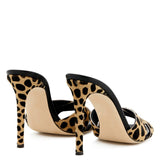 kamames Ladies High-Heeled Single Shoes Large Size Horse Hair Leopard Pattern Slippers Exposed Toe Dew Heel E-Commerce