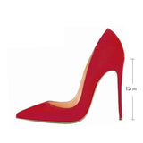 kamames Women Pumps for Wedding Shoes Pointed Toe Sexy High Heels Shoes 12 cm 10 cm Stilettos Red Black plus size 33-45 RM001 ROVICIYA