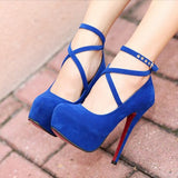 kamames Red Black Super High Heel Stiletto Ladies Dress Pumps Fashion Cross Strap Party Platform Sandals Women's Scarpins Shoes