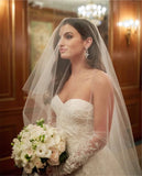 kamames Bridal Veil Long Simple 1 Tier Blusher Drop Veil Cathedral Veil for Bride White/Ivory/Champagne Cheap Wedding Accessories 300cm