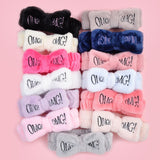 2021 New OMG Letter Coral Fleece Wash Face Bow Hairbands For Women Girls Headbands Headwear Hair Bands Turban Hair Accessories