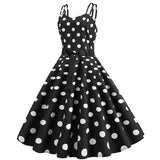 kamames Women Summer Polka Dot Print Party Robe Femme Black Retro Vintage Swing Prom Rockabilly Midi Dresses vestidos