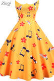 Zingj Floral Print A-Line Midi Dress Women Summer Peter pan Collar Casual Sleeveless Vintage Retro Party Dress Vestidos Robe