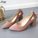 kamames Quality Women Pumps Pure Color Square High Heels 6CM Fashion Black Leather Shallow Wedding Shoes Woman Large Size 44