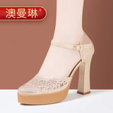 kamames Manlin Specialized In Body Shape And Gait Catwalk Super High Heel Practice Baotou Stage Performance Cheongsam Shoes Girl